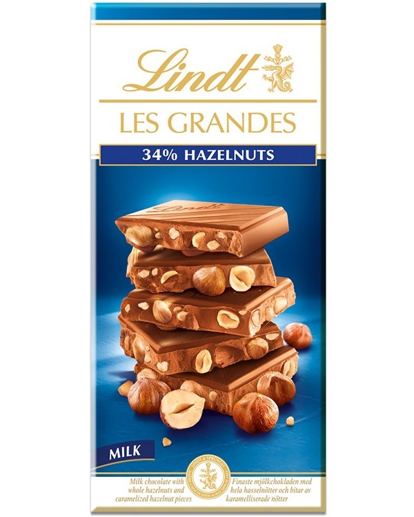 Lindt Les Grandes Lait 34% Noisettes 